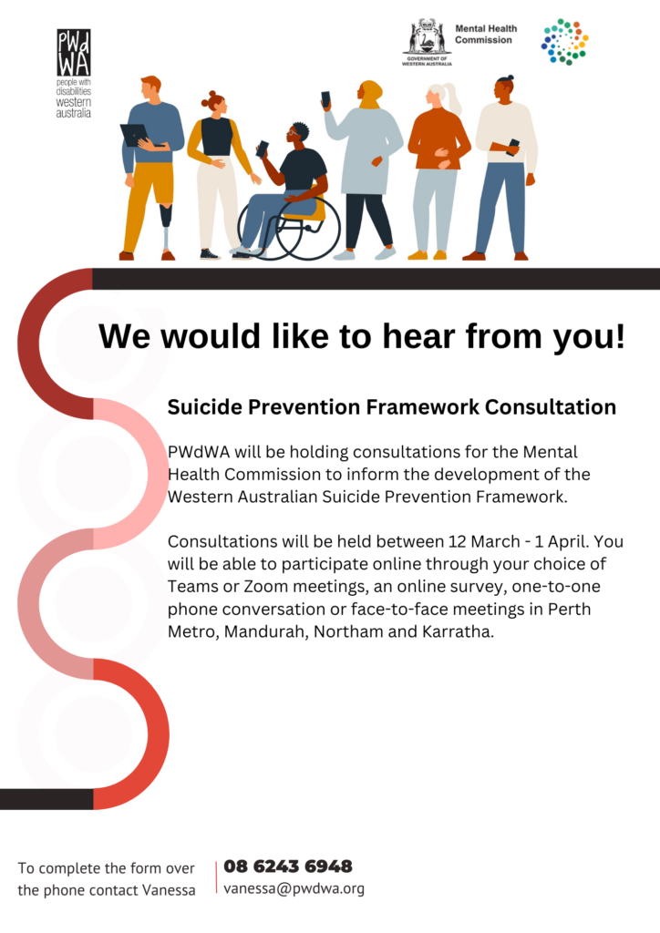 Poster for Suicide Prevention Framework Consultation. All information on the poster can be found in the text below.